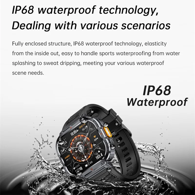 NX23 Fitness Tracker 2.0-inch Touch Screen Bluetooth-compatible Calling Health Monitoring Smart Watch - Orange