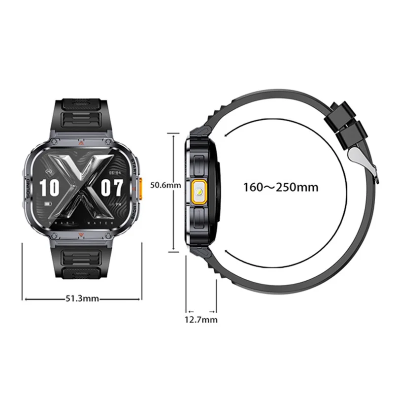 NX23 Fitness Tracker 2.0-inch Touch Screen Bluetooth-compatible Calling Health Monitoring Smart Watch - Orange