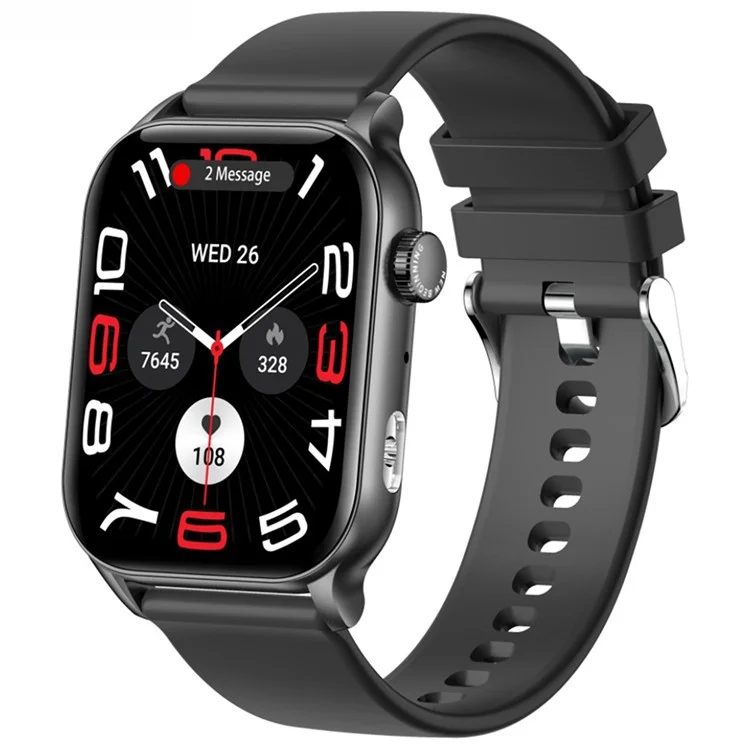 KR86 1.95-inch AMOLED Screen Smart Watch Health Monitoring Sports Watch Support Bluetooth-compatible Call - Black+Silicone Strap
