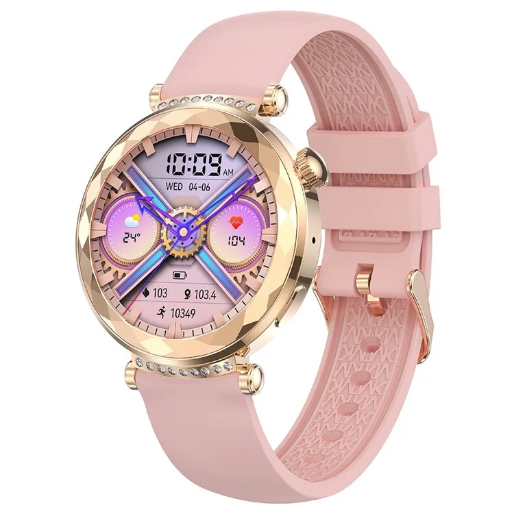 HK88 1.19-inch Heart Rate Monitor NFC Smart Watch Menstrual Cycle Tracker for Women, Silicone Strap - Gold