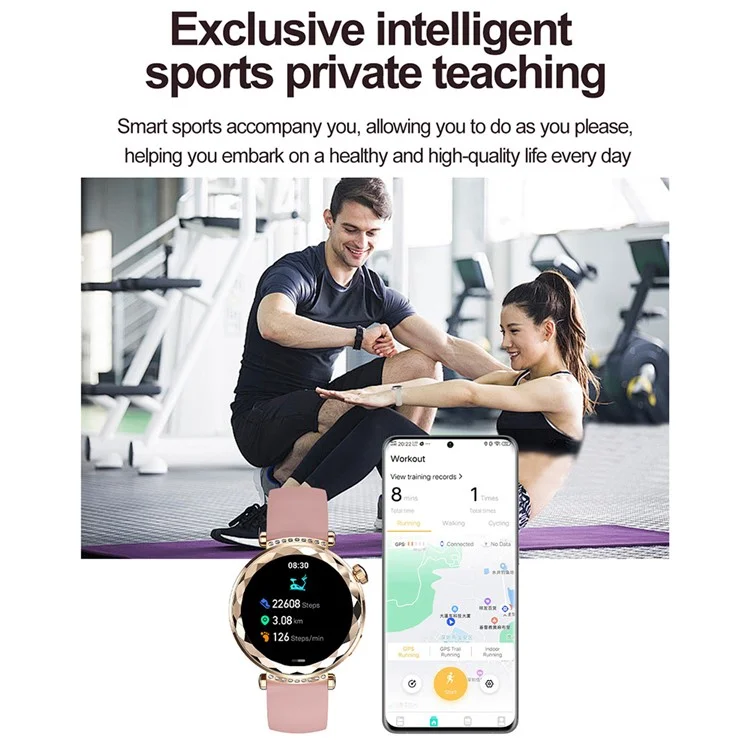 HK88 1.19-inch Heart Rate Monitor NFC Smart Watch Menstrual Cycle Tracker for Women, Silicone Strap - Gold