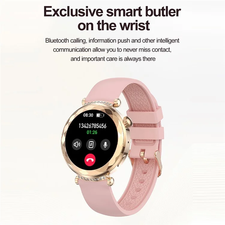 HK88 1.19-inch Heart Rate Monitor NFC Smart Watch Menstrual Cycle Tracker for Women, Silicone Strap - Gold