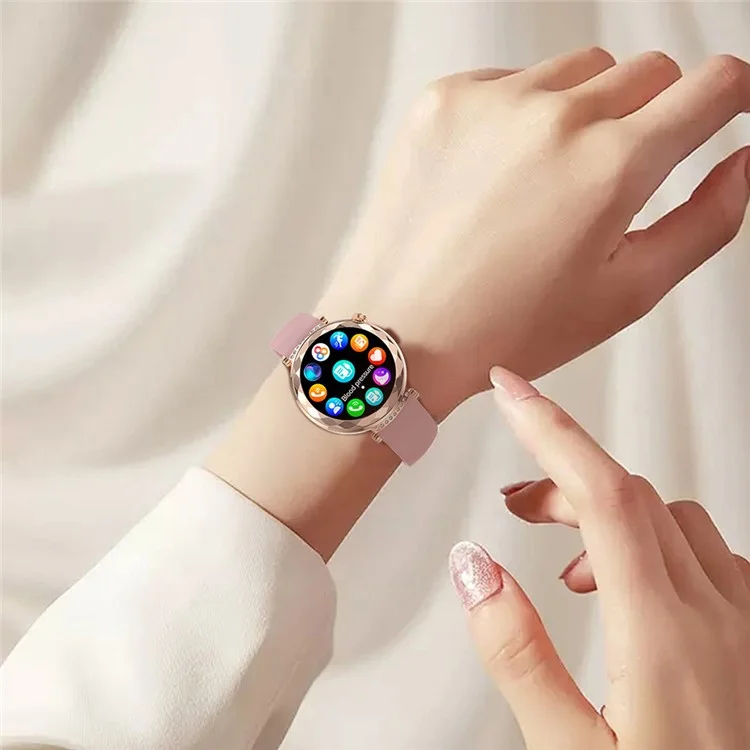 HK88 1.19-inch Heart Rate Monitor NFC Smart Watch Menstrual Cycle Tracker for Women, Silicone Strap - Gold