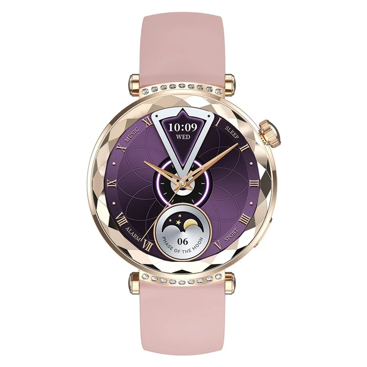 HK88 1.19-inch Heart Rate Monitor NFC Smart Watch Menstrual Cycle Tracker for Women, Silicone Strap - Gold