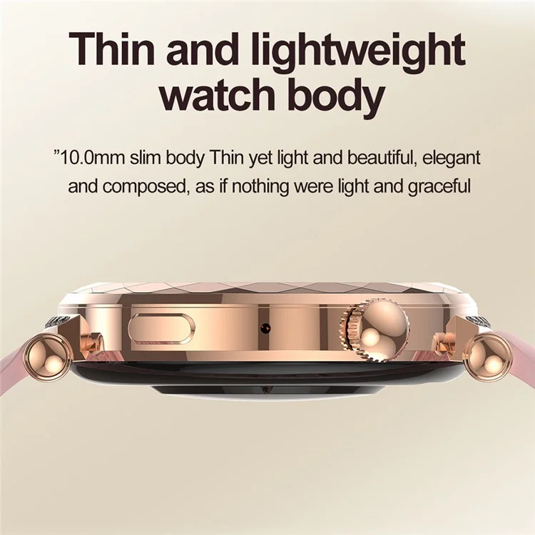 HK88 1.19-inch Heart Rate Monitor NFC Smart Watch Menstrual Cycle Tracker for Women, Silicone Strap - Gold