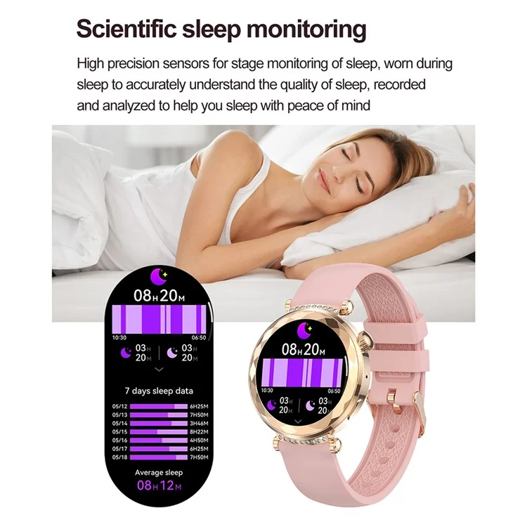 HK88 1.19-inch Heart Rate Monitor NFC Smart Watch Menstrual Cycle Tracker for Women, Silicone Strap - Gold