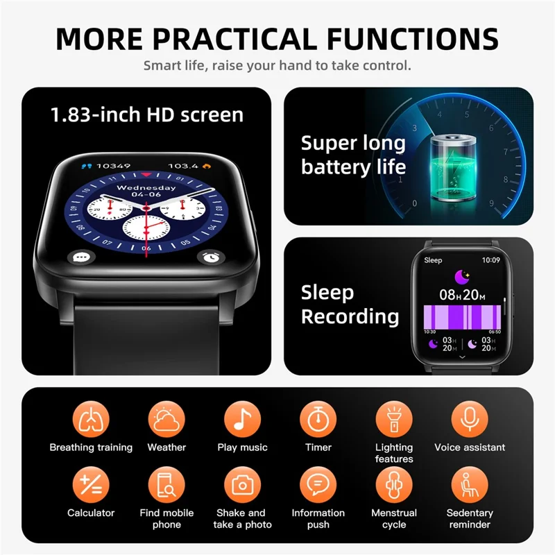 T63B Bluetooth-compatible Call Smart Watch Heart Rate Sleep Health Monitoring Music Sports Watch - Green