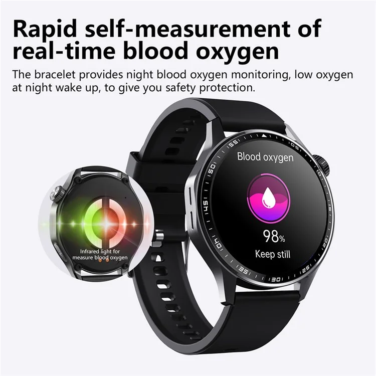 F210 Blood Pressure Heart Rate Monitor 1.55-inch Screen ECG Smart Watch Bluetooth-compatible Call Bracelet - Black 3-Bead Strap