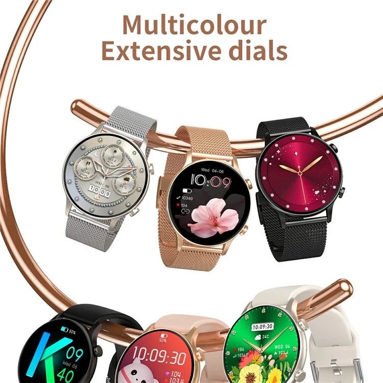 CY19 1.32 inch AMOLED Screen Bluetooth-compatible Call Ultra-Thin Women Health Monitoring Smart Watch - Black