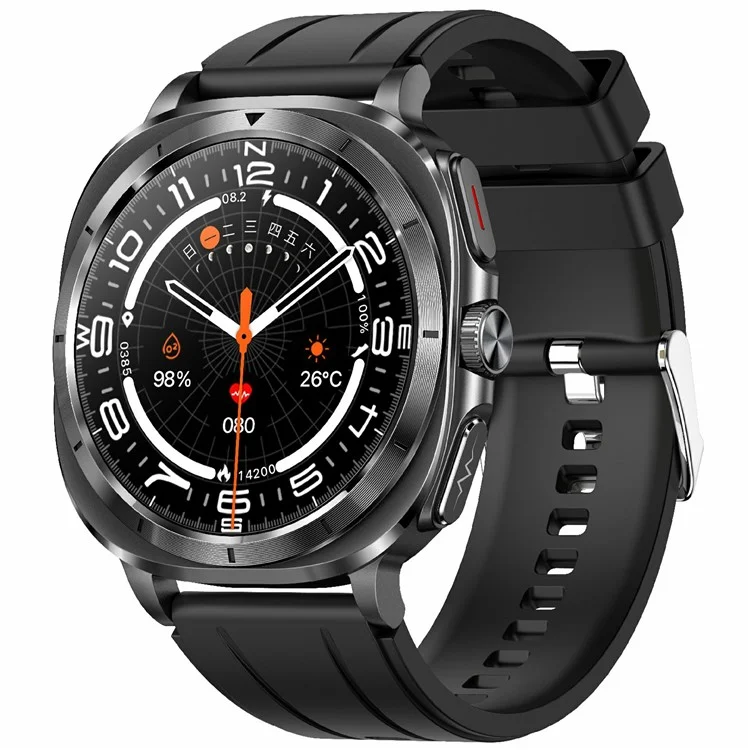 ET492 Smart Watch Bluetooth-compatible Call Body ECG Health Monitor Smartwatch, Silicone Strap - Black