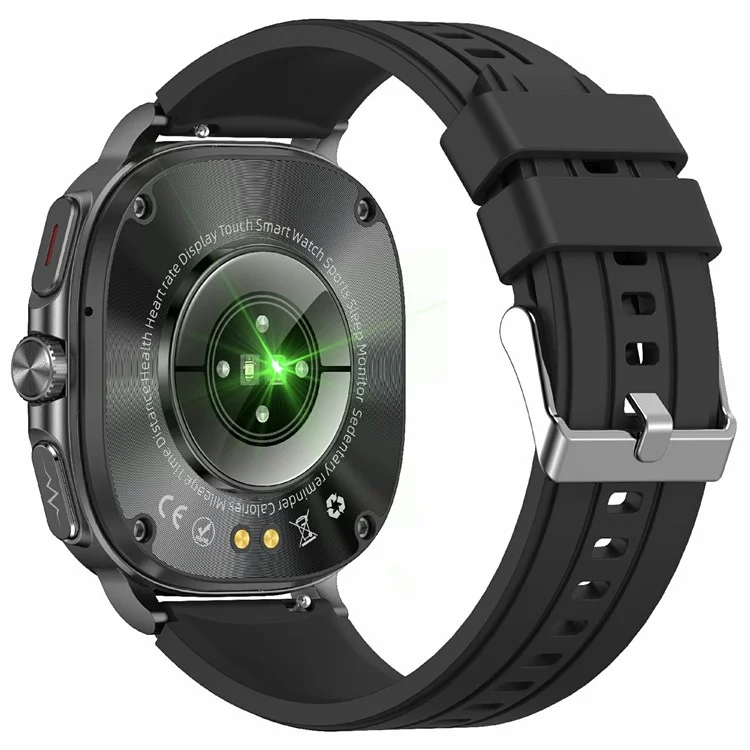 ET492 Smart Watch Bluetooth-compatible Call Body ECG Health Monitor Smartwatch, Silicone Strap - Black