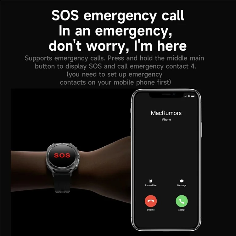 ET492 Smart Watch Bluetooth-compatible Call Body ECG Health Monitor Smartwatch, Silicone Strap - Black