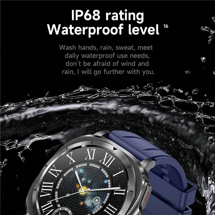 ET492 Smart Watch Bluetooth-compatible Call Body ECG Health Monitor Smartwatch, Silicone Strap - Black