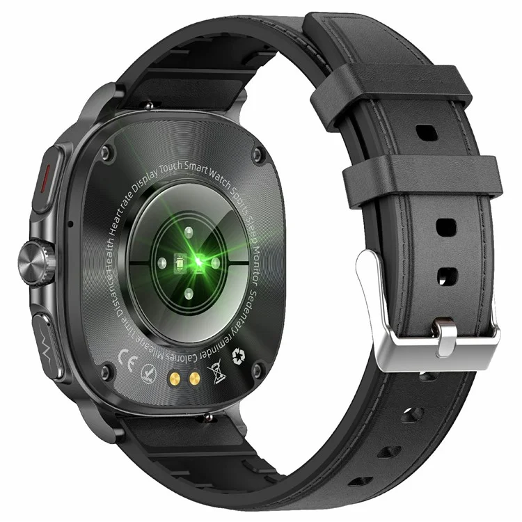 ET492 Smartwatch Bluetooth-Anruf Körper-EKG Gesundheitsmonitor Smartwatch, Lederarmband - Schwarz