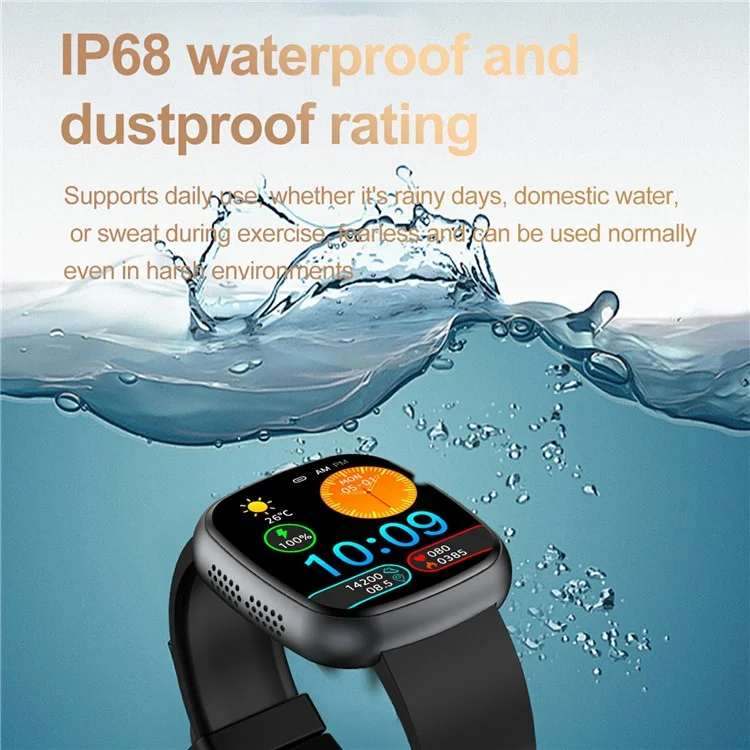 ET593 Orologio sportivo Bluetooth ECG con monitoraggio della temperatura corporale e della salute - Nero