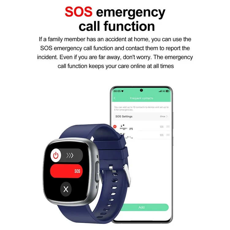 ET593 Orologio sportivo Bluetooth ECG con monitoraggio della temperatura corporale e della salute - Nero