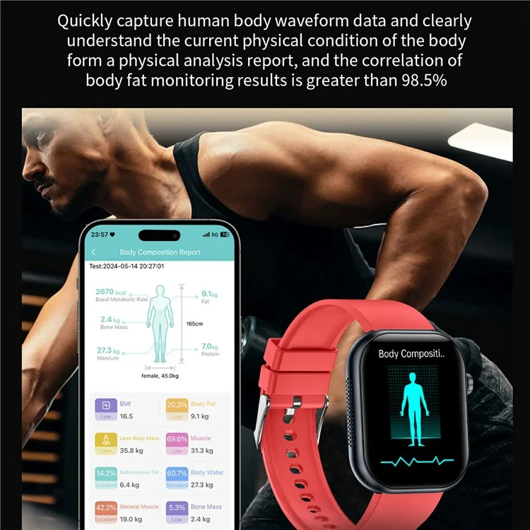 ET587 Bluetooth-Anruf-Sportuhr mit Körper-EKG, Temperatur-Gesundheitsüberwachung, AMOLED-Bildschirm und Smartwatch - Schwarz