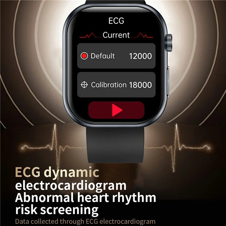 ET587 Bluetooth-Anruf-Sportuhr mit Körper-EKG, Temperatur-Gesundheitsüberwachung, AMOLED-Bildschirm und Smartwatch - Schwarz