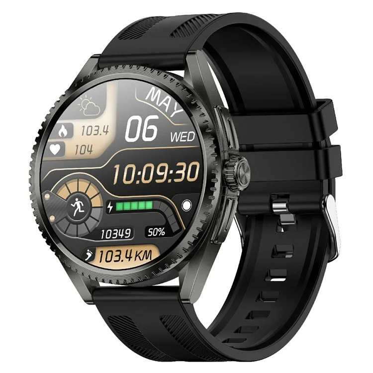 Orologio intelligente CF52 con chiamata Bluetooth, tracker di fitness, monitor di salute, cinturino in silicone - Nero