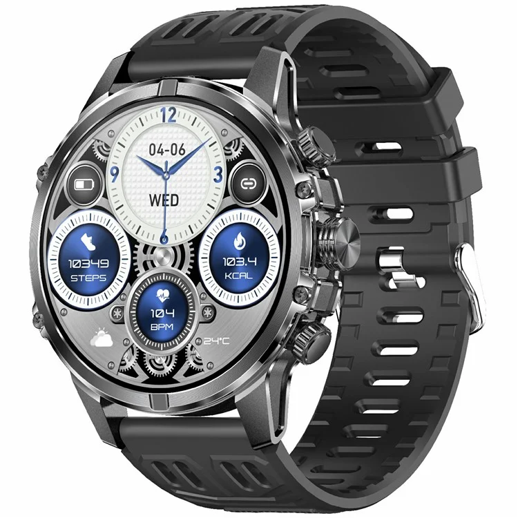 Orologio intelligente CF53 con chiamata Bluetooth, smartwatch, tracker fitness con luce LED, cinturino in silicone - Nero