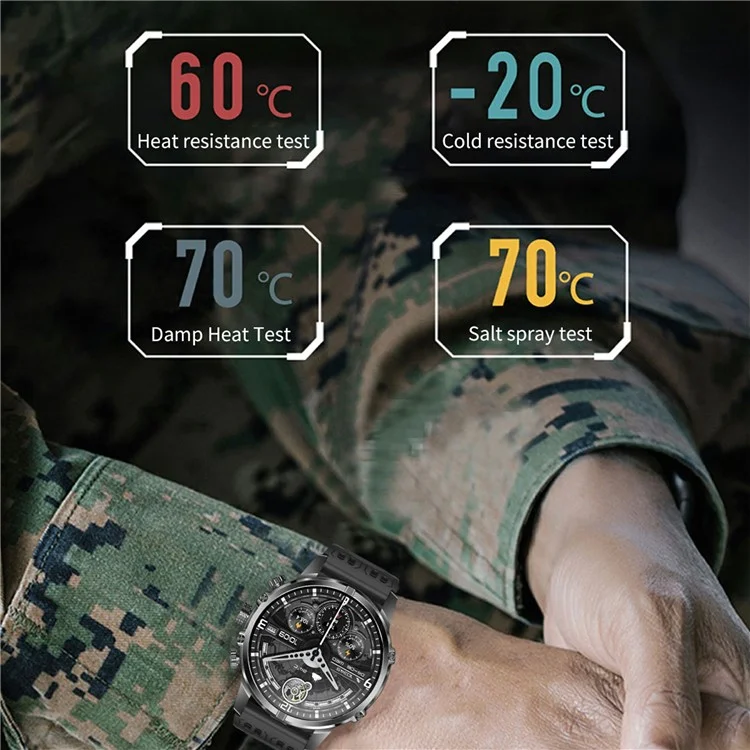 Orologio intelligente CF53 con chiamata Bluetooth, smartwatch, tracker fitness con luce LED, cinturino in silicone - Nero