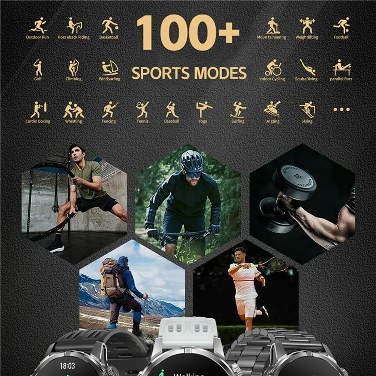 Orologio intelligente CF53 con chiamata Bluetooth, smartwatch, tracker fitness con luce LED, cinturino in silicone - Nero