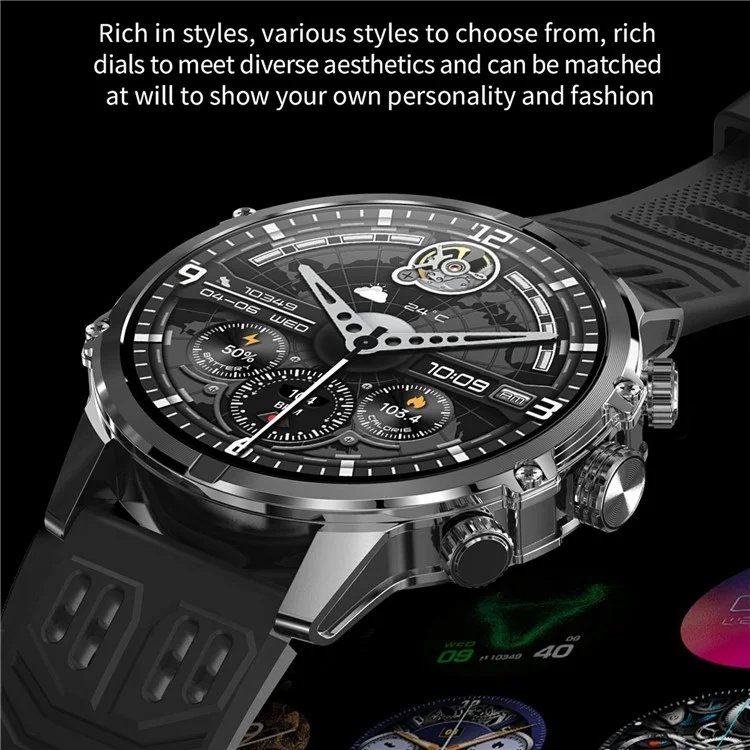 Orologio intelligente CF53 con chiamata Bluetooth, smartwatch, tracker fitness con luce LED, cinturino in silicone - Nero
