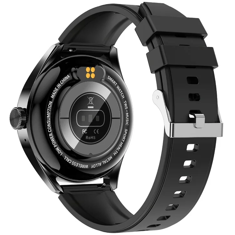 Bracelet de montre intelligent en silicone D9 avec écouteurs Bluetooth 5.3, moniteur de fréquence cardiaque, écran tactile NFC, traqueur de fitness - Noir