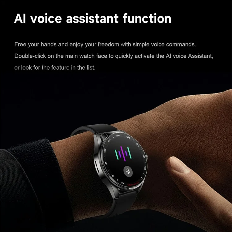 Bracelet de montre intelligent en silicone D9 avec écouteurs Bluetooth 5.3, moniteur de fréquence cardiaque, écran tactile NFC, traqueur de fitness - Noir