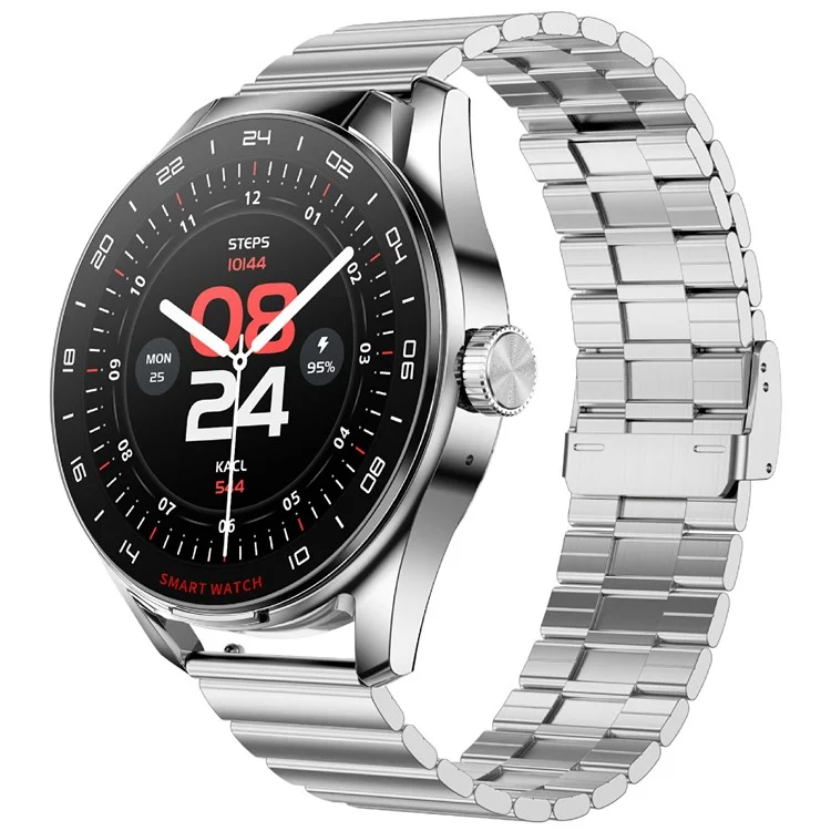 D9 Steel Strap Smart Watch with Earbuds Bluetooth-compatible 5.3 Heart Rate Monitor NFC Touch Screen Fitness Tracker - Silver