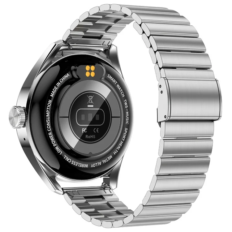 D9 Steel Strap Smart Watch with Earbuds Bluetooth-compatible 5.3 Heart Rate Monitor NFC Touch Screen Fitness Tracker - Silver