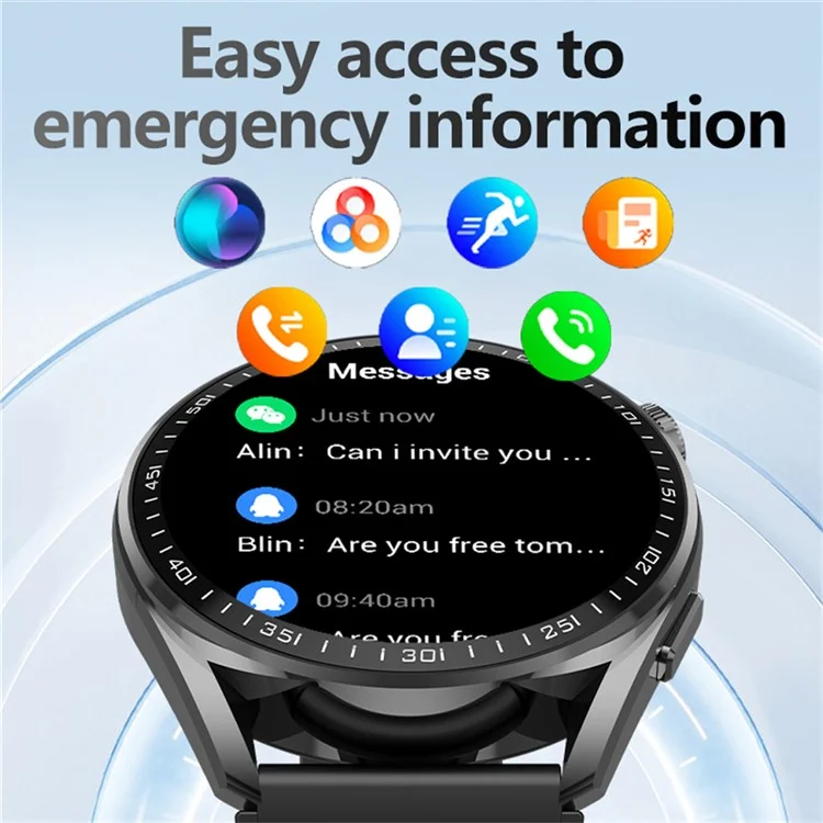 HX04Pro 1.43 Inch Smart Watch Bluetooth-compatible Call Health Monitoring Waterproof Wrist Watch - Black