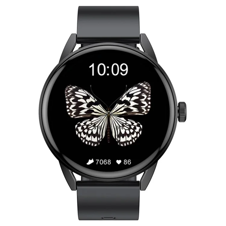 Orologio intelligente GF03Pro+ da donna da 1,32 pollici con chiamate Bluetooth, monitor della salute, cinturino in silicone e funzioni sportive - Nero