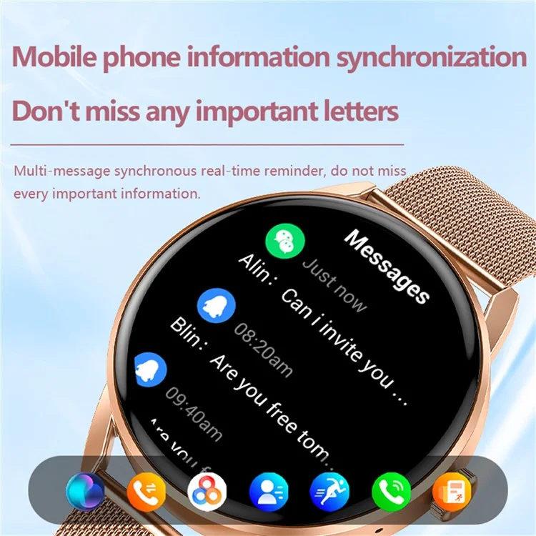 Orologio intelligente GF03Pro+ da donna da 1,32 pollici con chiamate Bluetooth, monitor della salute, cinturino in silicone e funzioni sportive - Nero