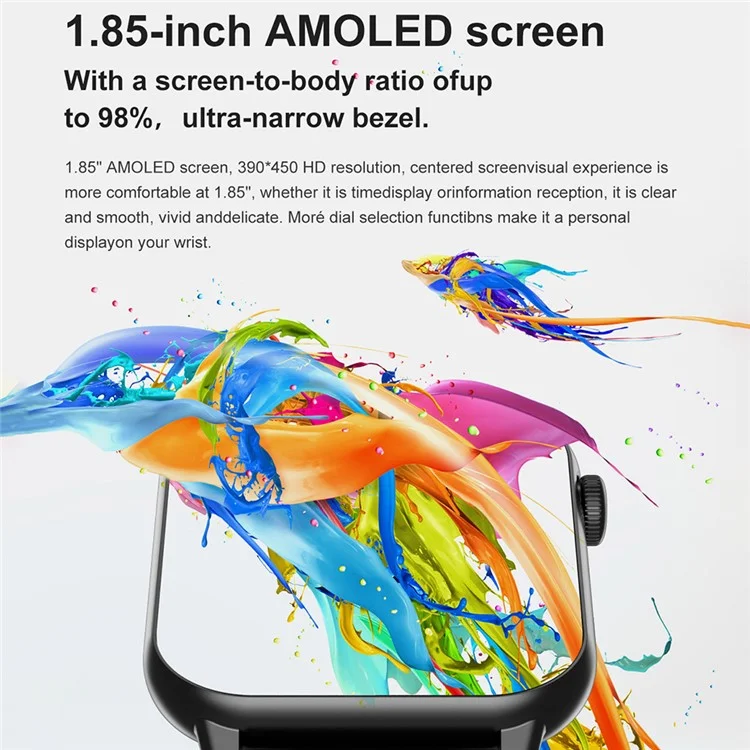 ZW64 1.85 Inch AMOLED Screen Smart Watch Health Monitor Bluetooth-compatible Calling Fitness Tracker - Rose Pink