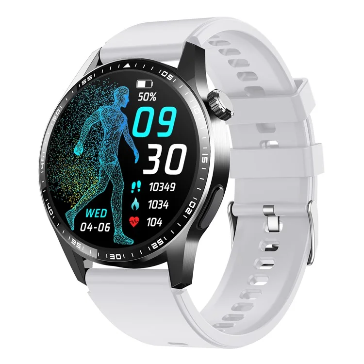 F60 1.55 Inch Round Screen Heart Rate Blood Oxygen Monitor SOS Alarm Sports Smart Watch with Silicone Strap - Grey