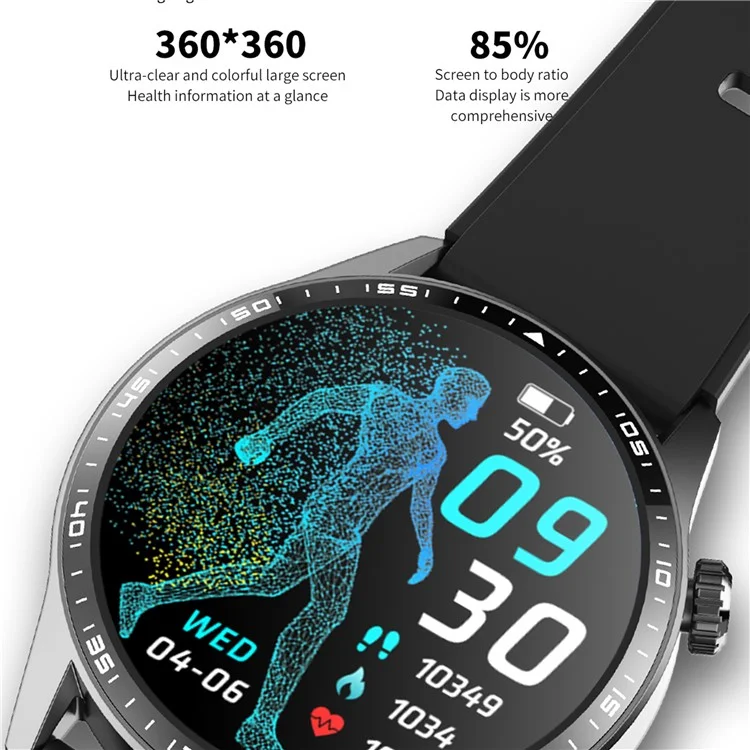 F60 1.55 Inch Round Screen Heart Rate Blood Oxygen Monitor SOS Alarm Sports Smart Watch with Silicone Strap - Grey