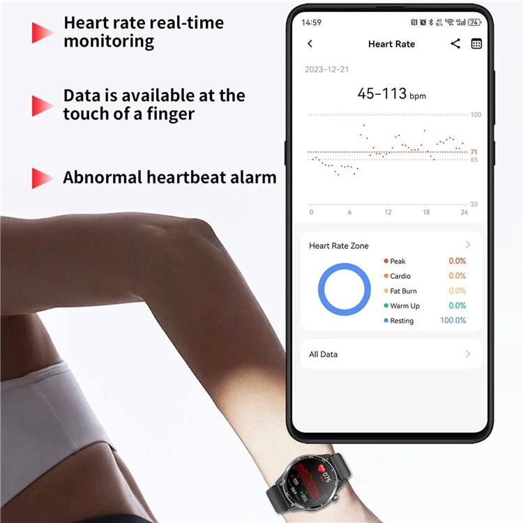 F60 1.55 Inch Round Screen Heart Rate Blood Oxygen Monitor SOS Alarm Sports Smart Watch with Silicone Strap - Grey