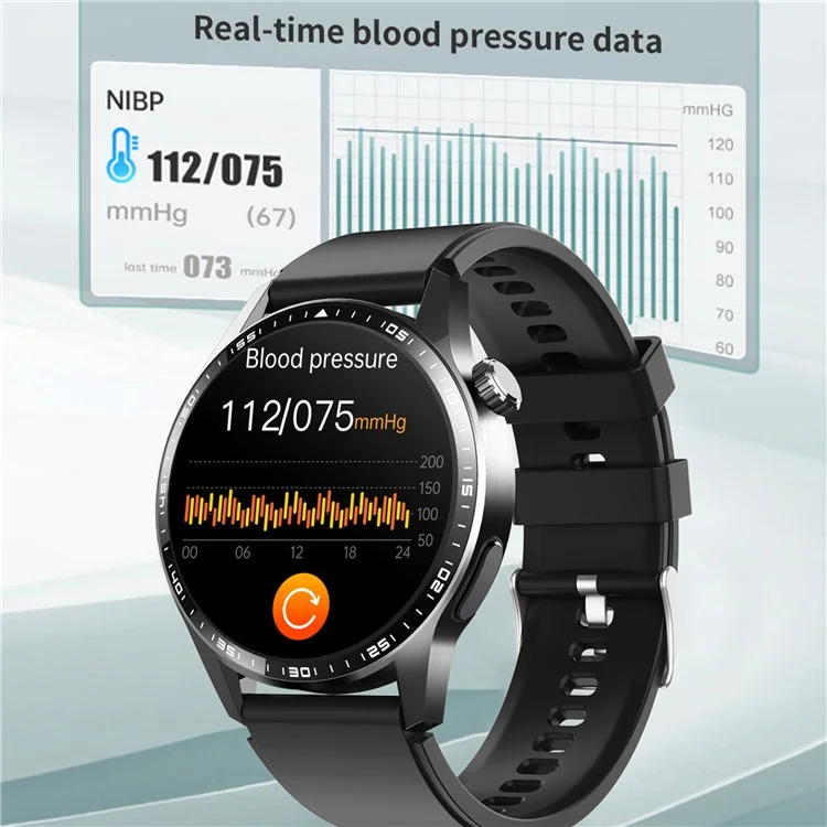 F60 1.55 Inch Round Screen Heart Rate Blood Oxygen Monitor SOS Alarm Sports Smart Watch with Silicone Strap - Grey