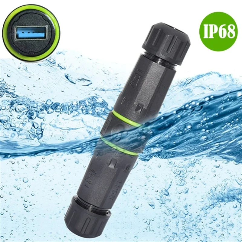 M20 5Gbps USB 3.0 Pass Through Coupler IP68 Waterproof Panel Mount Connector Extender Adapter