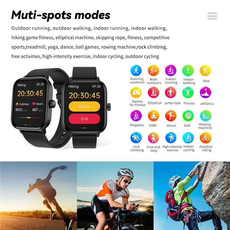 G42 1,83 Zoll Gesundheitsüberwachungs-Smartwatch für Frauen IP67 wasserdicht Bluetooth-Anrufe Sportuhr - Schwarz