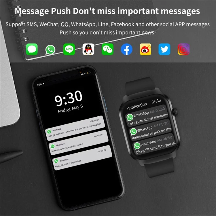G43 2.01 Inch Smart Watch Bluetooth-compatible Call Health Monitoring Fitness Tracker Wristwatch , Silicone Strap - Black