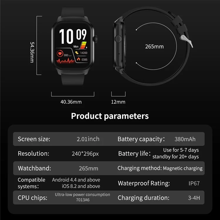 G43 2.01 Inch Smart Watch Bluetooth-compatible Call Health Monitoring Fitness Tracker Wristwatch , Steel Strap