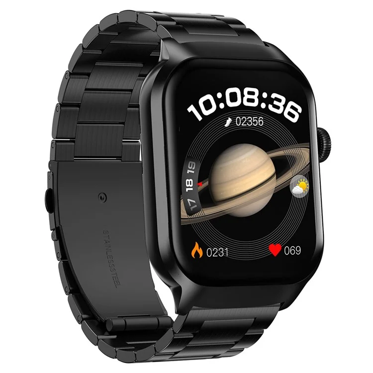 G43 2.01 Inch Smart Watch Bluetooth-compatible Call Health Monitoring Fitness Tracker Wristwatch , Steel Strap