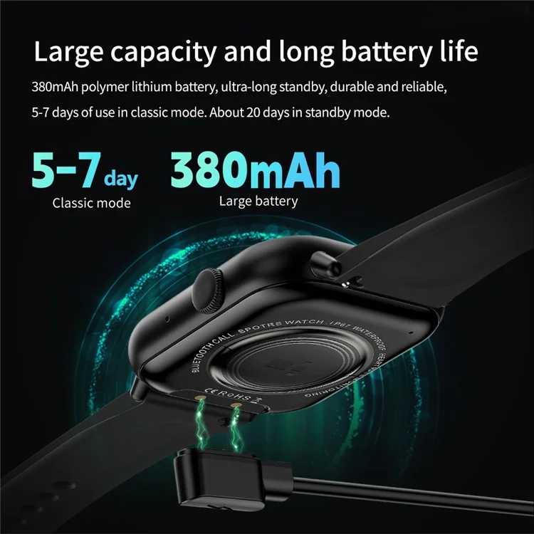 G44 2.01 Inch Smart Watch 24 Hours Heart Rate Monitor Fitness Tracker Wristwatch , Silicone Strap - Black