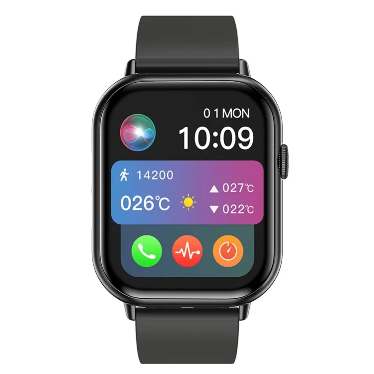 G44 2.01 Inch Smart Watch 24 Hours Heart Rate Monitor Fitness Tracker Wristwatch , Silicone Strap - Black