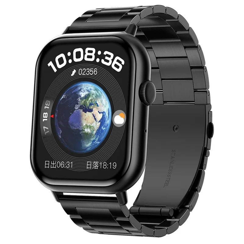 G44 2.01 Inch Smart Watch 24 Hours Heart Rate Monitor Fitness Tracker Wristwatch , Steel Strap