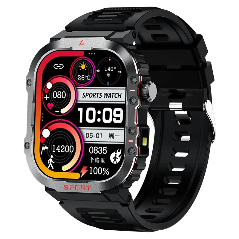 G45 1ATM Waterproof 2.01 Inch Outdoor Sports Bluetooth-compatible Call Smart Watch with Compass and Flashlight