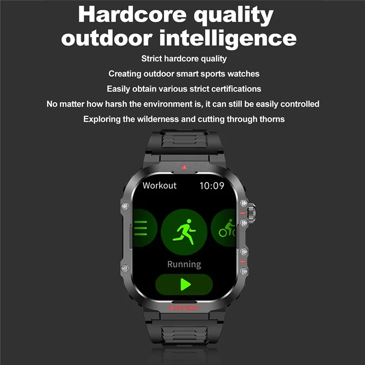 G45 1ATM Waterproof 2.01 Inch Outdoor Sports Bluetooth-compatible Call Smart Watch with Compass and Flashlight