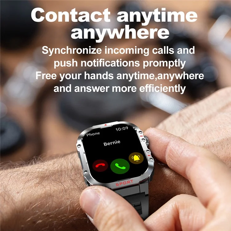 G45 1ATM Waterproof 2.01 Inch Outdoor Sports Bluetooth-compatible Call Smart Watch with Compass and Flashlight
